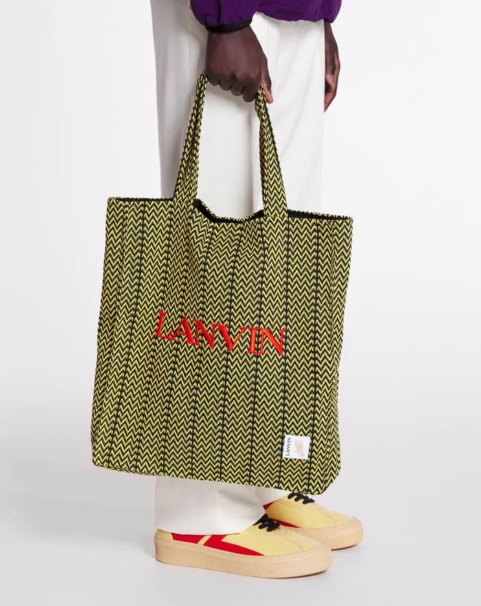 Lanvin X Future Curb Cotton Tote Bag Blackcorn Men Lanvin Tote Bags