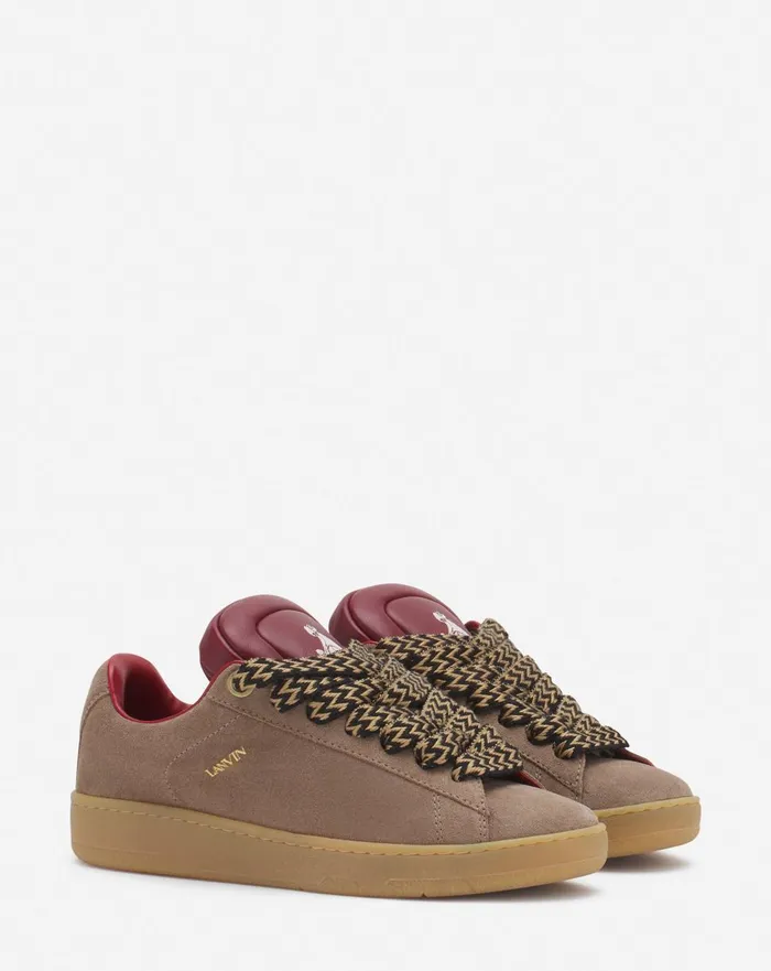 Lanvin X Future Hyper Curb Sneakers In Leather And Suede For Men Taupered Men Lanvin Sneakers