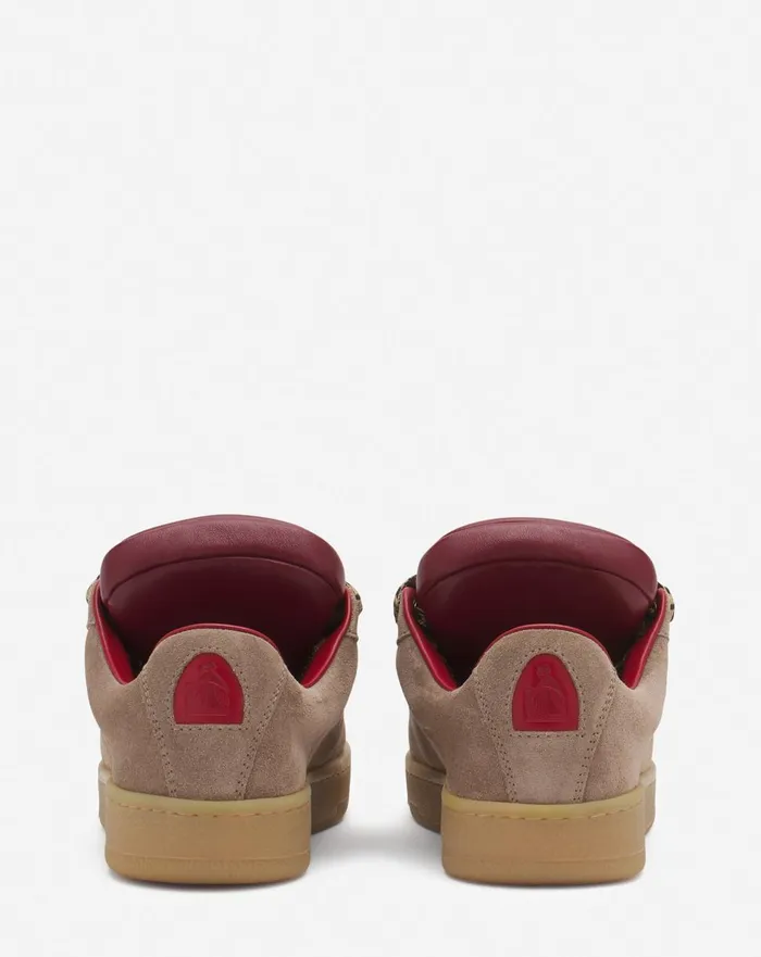 Lanvin X Future Hyper Curb Sneakers In Leather And Suede For Men Taupered Men Lanvin Sneakers