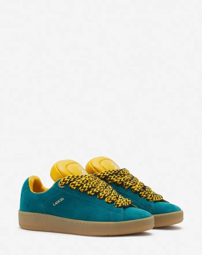 Lanvin X Future Hyper Curb Sneakers In Leather And Suede For Women Dark Blueyellow Women Lanvin Sneakers Lanvin X Future Hyper Curb Sneakers In Leather And Suede For Women Dark Blueyellow Women Lanvin Sneakers