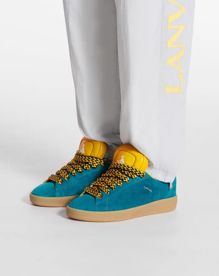 Lanvin X Future Hyper Curb Sneakers In Leather And Suede For Women Dark Blueyellow Women Lanvin Sneakers Lanvin X Future Hyper Curb Sneakers In Leather And Suede For Women Dark Blueyellow Women Lanvin Sneakers