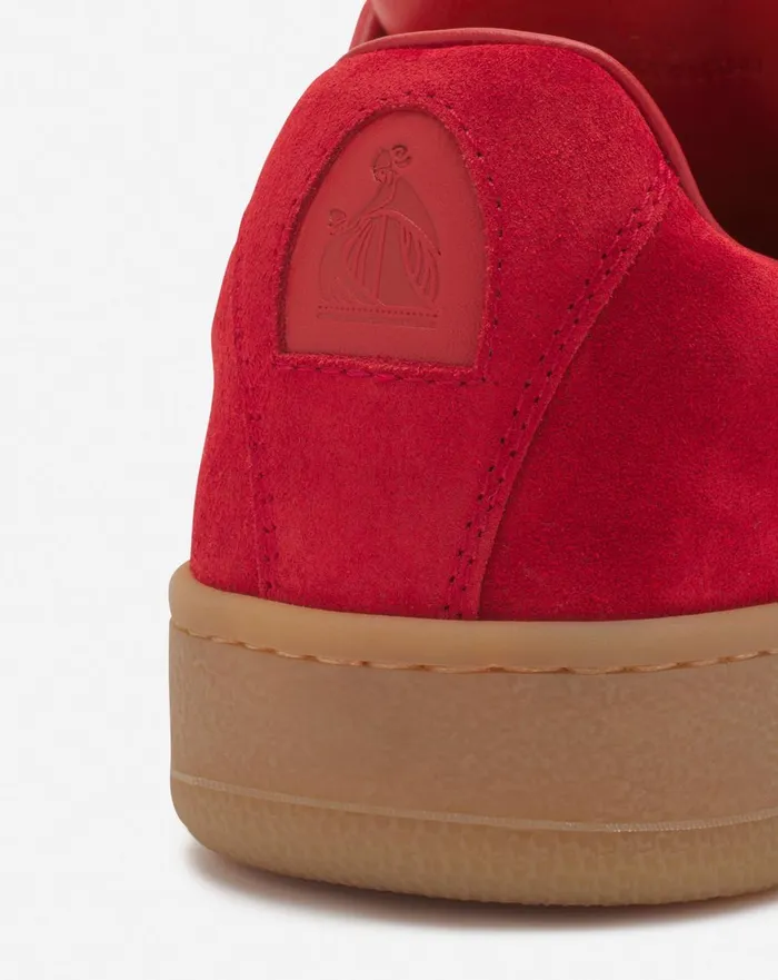 Lanvin X Future Hyper Curb Sneakers In Leather And Suede For Women Poppy Redorange Women Lanvin Sneakers