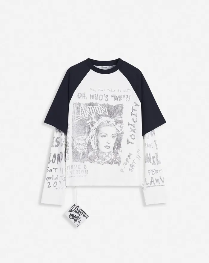 Lanvin X Future Longsleeved Print Tshirt Black Men Lanvin Coats and Jackets