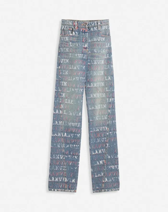 Lanvin X Future Straight Fit Printed Pants For Women Light Blue Women Lanvin Pants