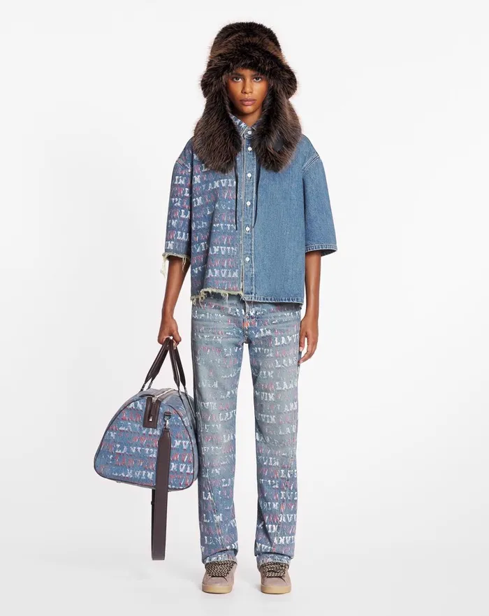 Lanvin X Future Straight Fit Printed Pants For Women Light Blue Women Lanvin Pants Lanvin X Future Straight Fit Printed Pants For Women Light Blue Women Lanvin Pants