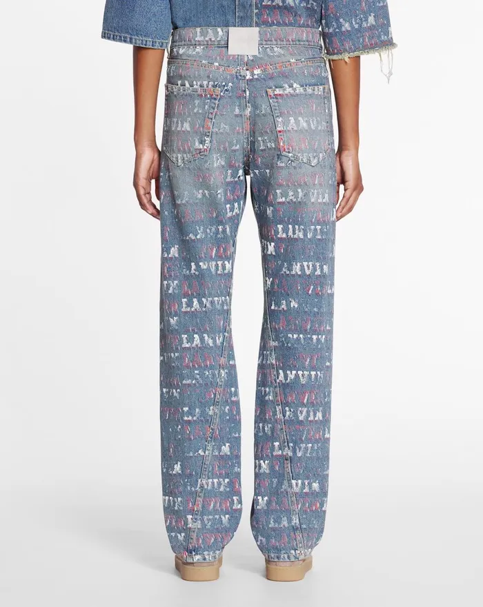 Lanvin X Future Straight Fit Printed Pants For Women Light Blue Women Lanvin Pants Lanvin X Future Straight Fit Printed Pants For Women Light Blue Women Lanvin Pants