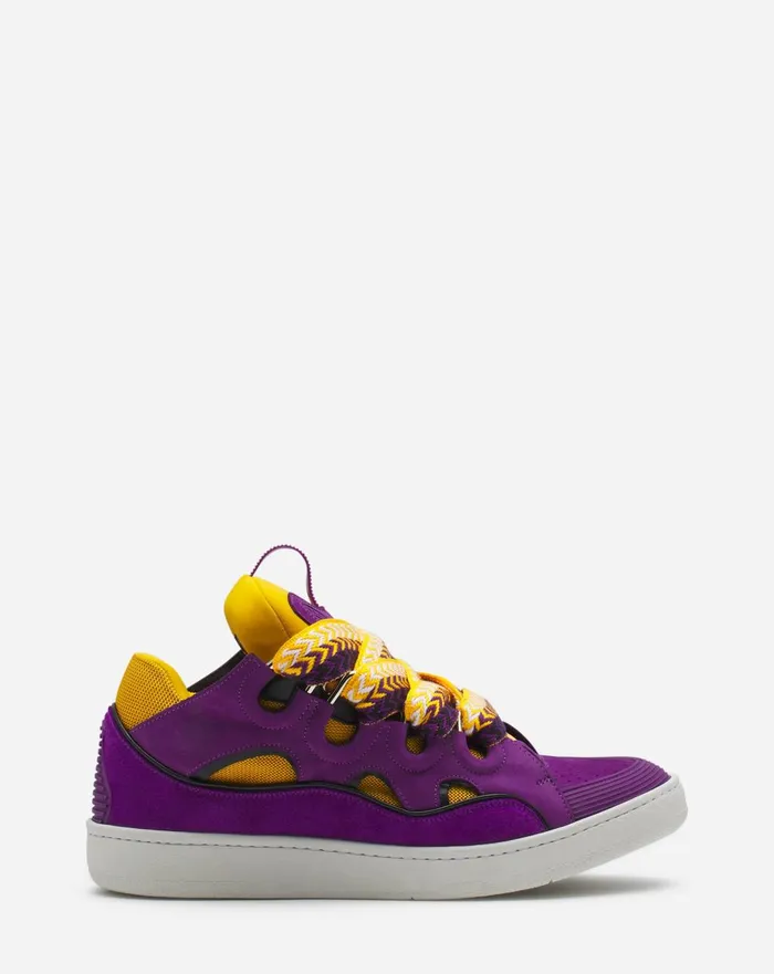 Leather Curb Sneakers Purpleyellow Men Lanvin Curb