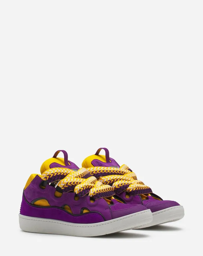 Leather Curb Sneakers Purpleyellow Men Lanvin Curb