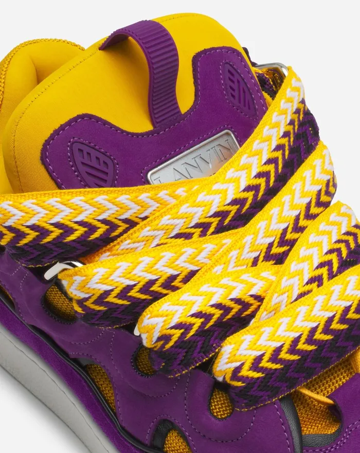 Leather Curb Sneakers Purpleyellow Men Lanvin Curb