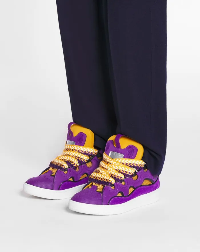 Leather Curb Sneakers Purpleyellow Men Lanvin Curb
