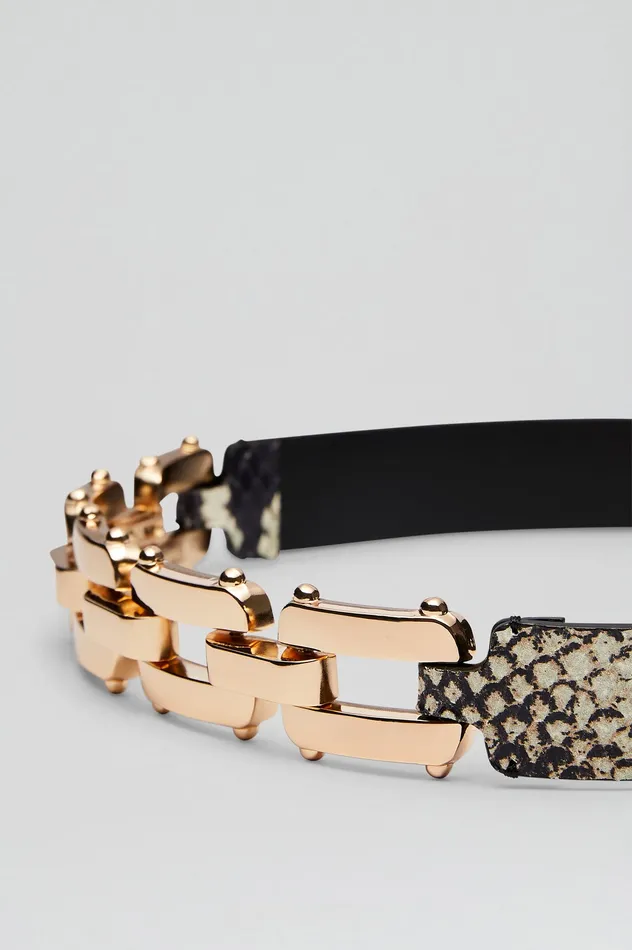 Leather GOLD TRIM BELT 25 STONE Scanlan Theodore Women