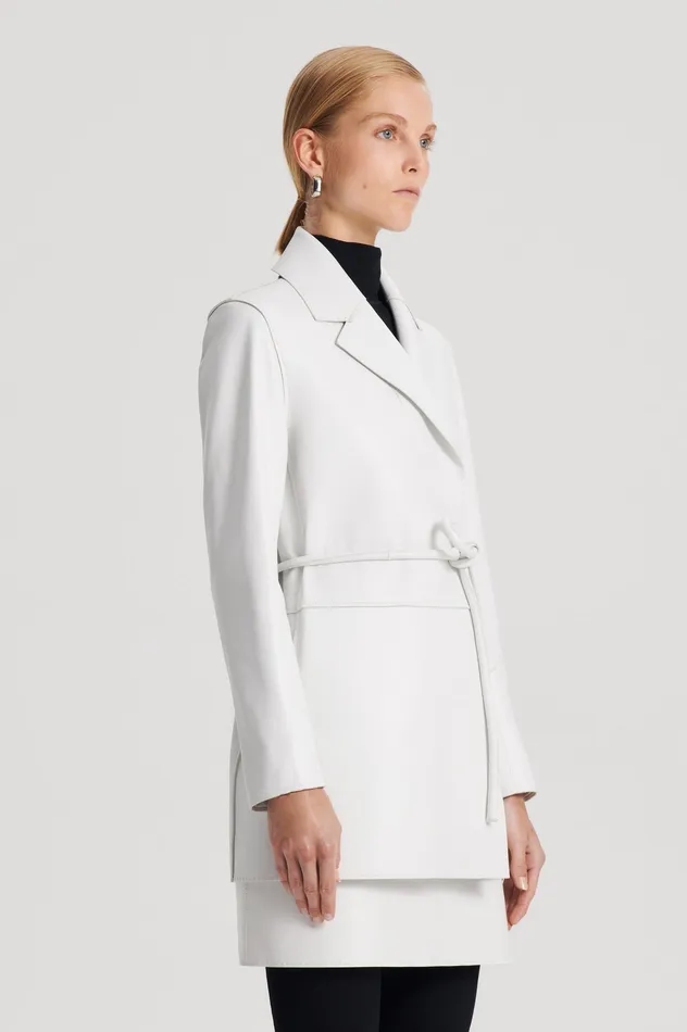 Leather Women LEATHER BONDED JACKET WHITE Scanlan Theodore Leather Women LEATHER BONDED JACKET WHITE Scanlan Theodore