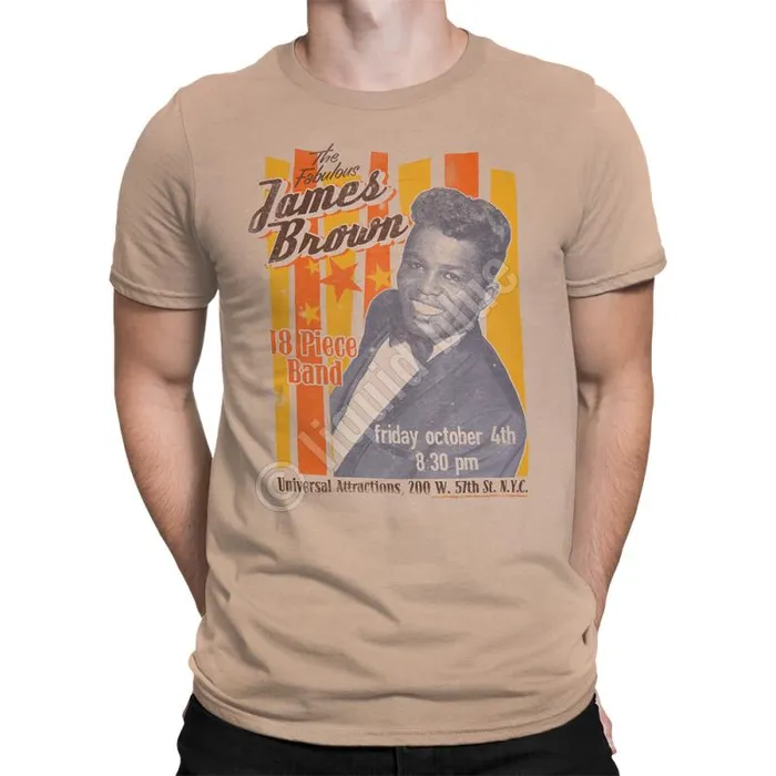 Liquid Blue Athletic TShirt Men Fabulous James Brown Tan Athletic TShirt