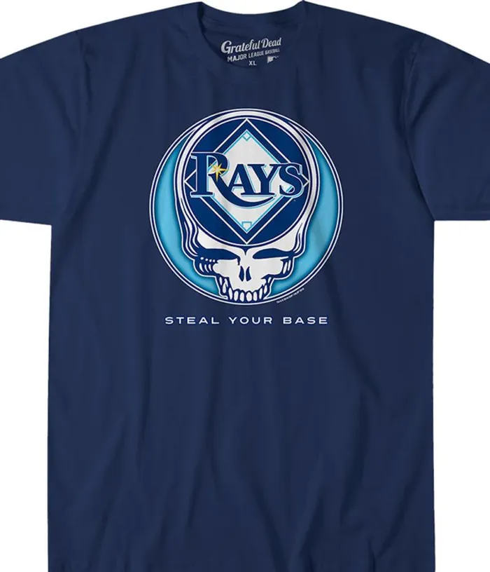 Liquid Blue Athletic TShirt Men Tampa Bay Rays Steal Your Base Navy Athletic TShirt
