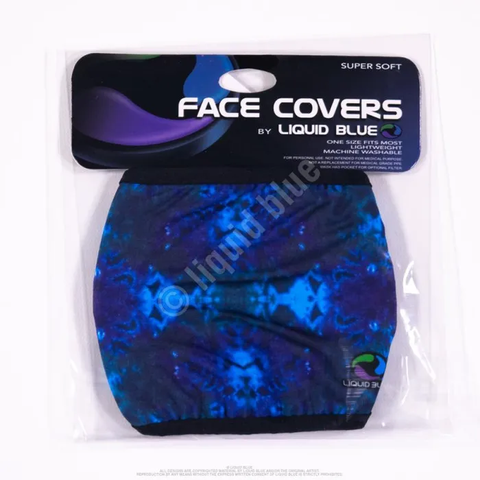Liquid Blue Face Coverings Accessories Blue Mandala TieDye Face Covering