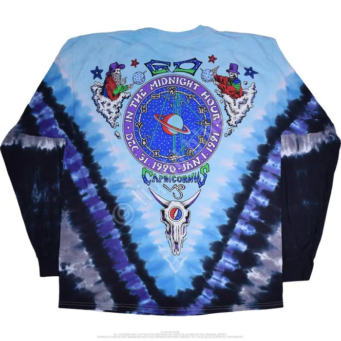 Liquid Blue Long Sleeve Men Midnight Hour TieDye Long Sleeve TShirt