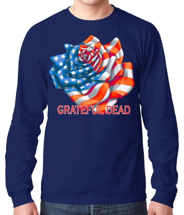 Liquid Blue Long Sleeve Men Rose Flag Long Sleeve TShirt