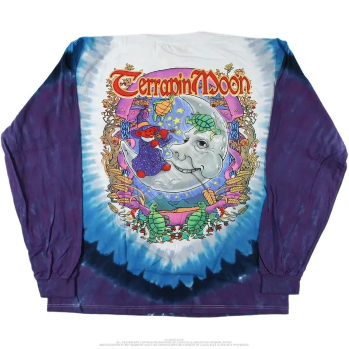 Liquid Blue Long Sleeve Men Terrapin Moon TieDye Long Sleeve TShirt