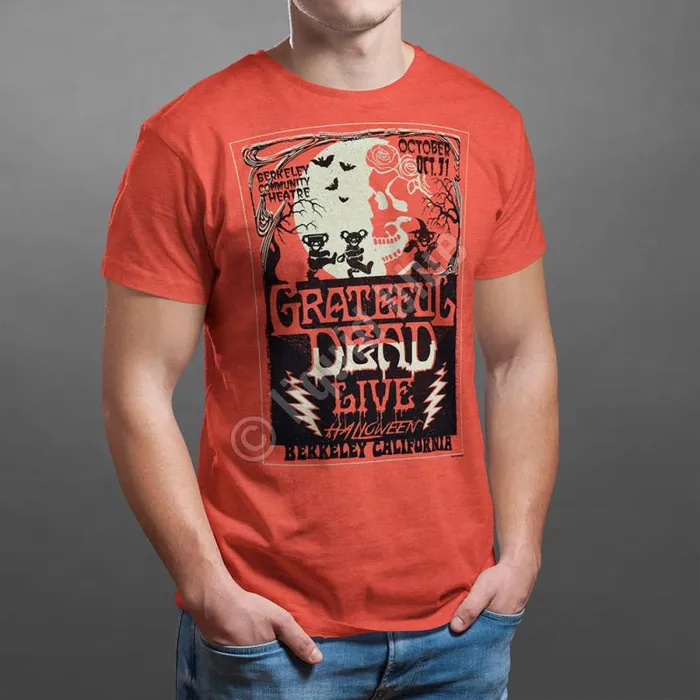 Liquid Blue PolyCotton TShirt Men Berkeley Moon Orange Poly Cotton TShirt