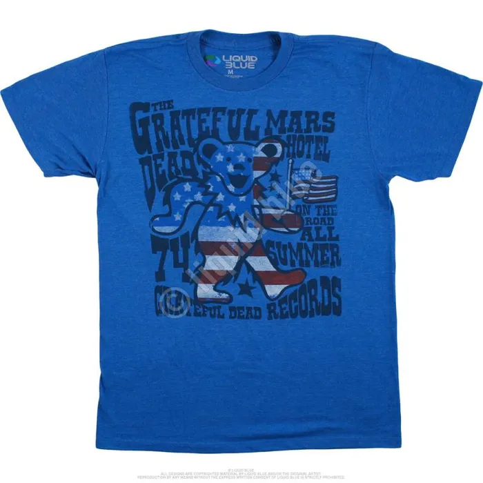 Liquid Blue PolyCotton TShirt Men Mars Hotel Blue Heather PolyCotton TShirt