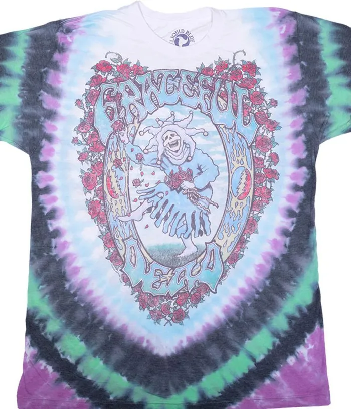 Liquid Blue PolyCotton TShirt Men Vintage Seasons Of The Dead PolyCotton TieDye TShirt
