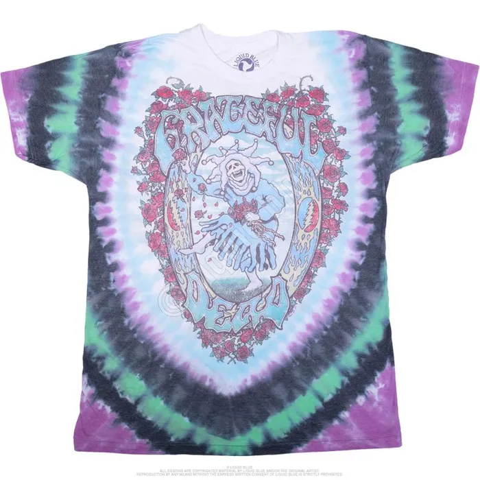 Liquid Blue PolyCotton TShirt Men Vintage Seasons Of The Dead PolyCotton TieDye TShirt