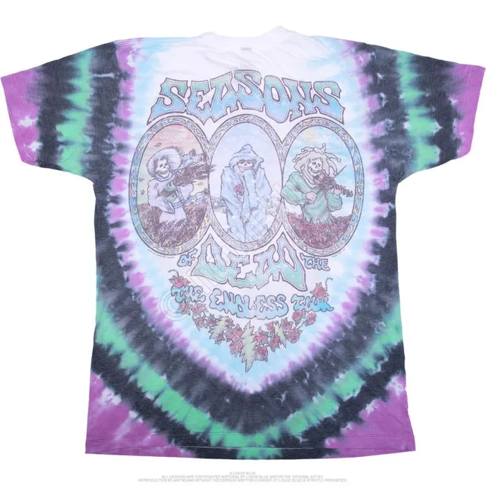 Liquid Blue PolyCotton TShirt Men Vintage Seasons Of The Dead PolyCotton TieDye TShirt