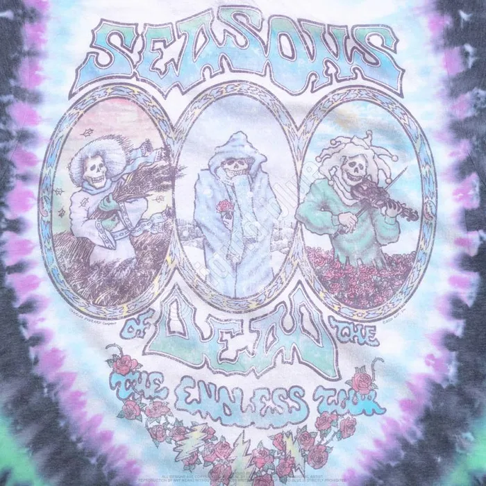 Liquid Blue PolyCotton TShirt Men Vintage Seasons Of The Dead PolyCotton TieDye TShirt
