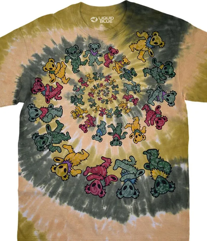 Liquid Blue TShirt Men Alien Spiral Bears TieDye TShirt