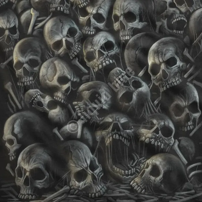 Liquid Blue TShirt Men All Over Skulls Black TShirt