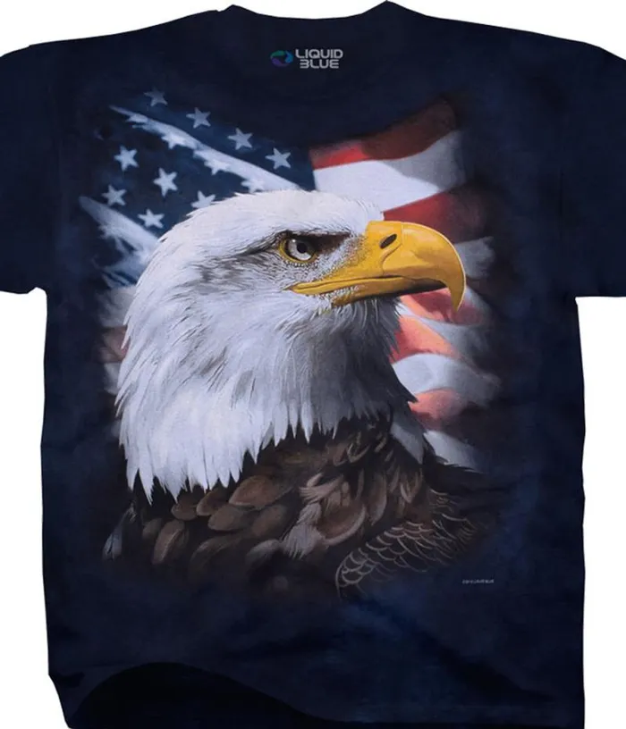 Liquid Blue TShirt Men American Bald Eagle TieDye TShirt