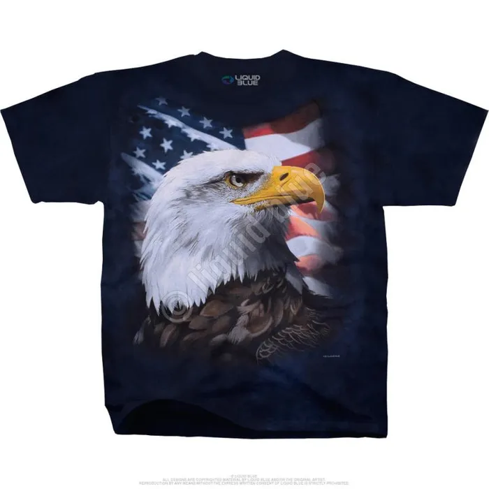 Liquid Blue TShirt Men American Bald Eagle TieDye TShirt