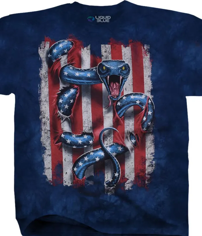 Liquid Blue TShirt Men American Serpent TieDye TShirt