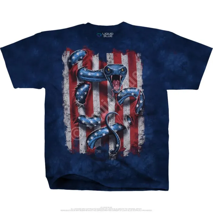 Liquid Blue TShirt Men American Serpent TieDye TShirt