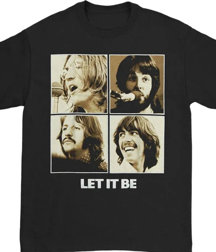 Liquid Blue TShirt Men Beatles Let It Be Black TShirt