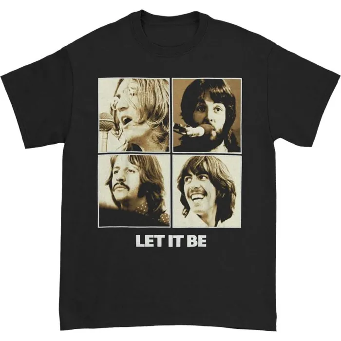 Liquid Blue TShirt Men Beatles Let It Be Black TShirt