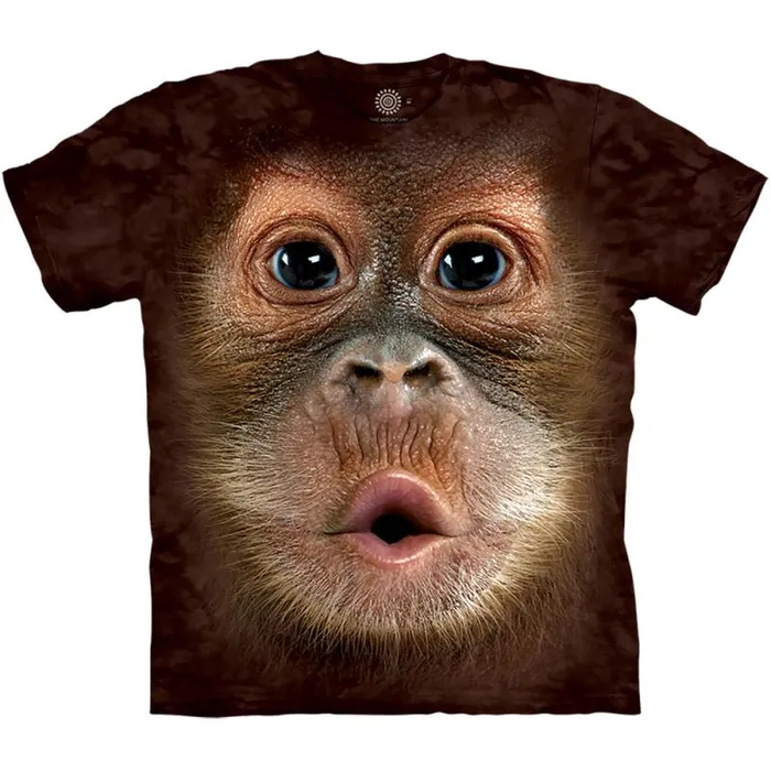 Liquid Blue TShirt Men Big Face Baby Orangutan Classic Cotton TShirt