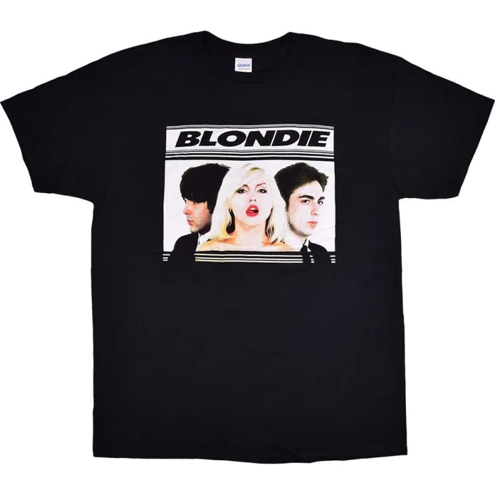 Liquid Blue TShirt Men Blondie Hot Lips Black TShirt
