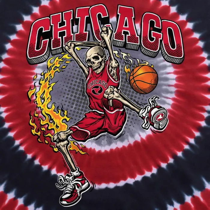 Liquid Blue TShirt Men Chicago Dunker Basketball Skeleton TieDye TShirt