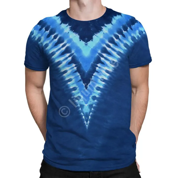 Liquid Blue TShirt Men Cool Blue V Unprinted TieDye TShirt
