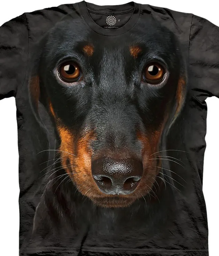 Liquid Blue TShirt Men Dachshund Face Classic Cotton TShirt