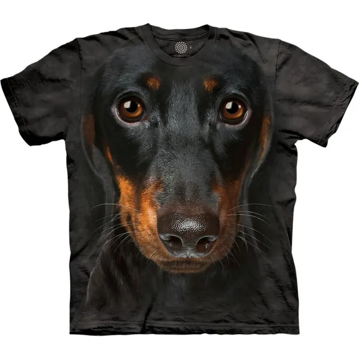 Liquid Blue TShirt Men Dachshund Face Classic Cotton TShirt