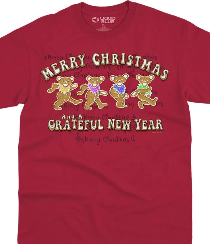 Liquid Blue TShirt Men Dancin039 Gingerbread Bears Red TShirt