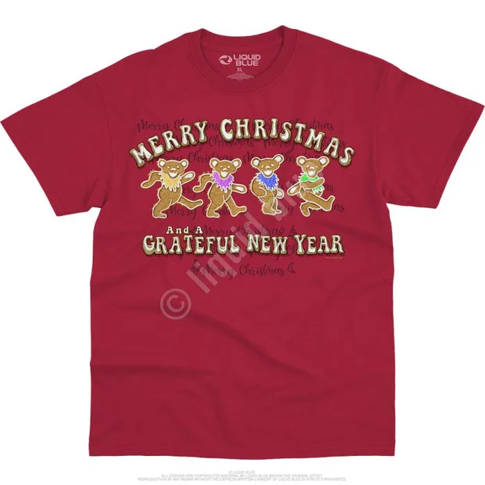 Liquid Blue TShirt Men Dancin039 Gingerbread Bears Red TShirt