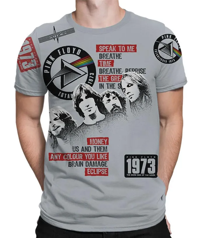 Liquid Blue TShirt Men Dark Side 1973 Grey TShirt