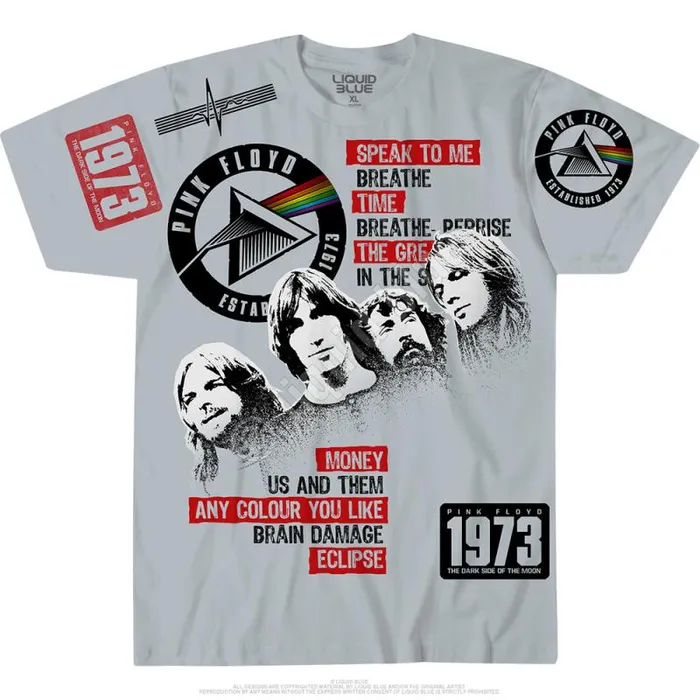 Liquid Blue TShirt Men Dark Side 1973 Grey TShirt