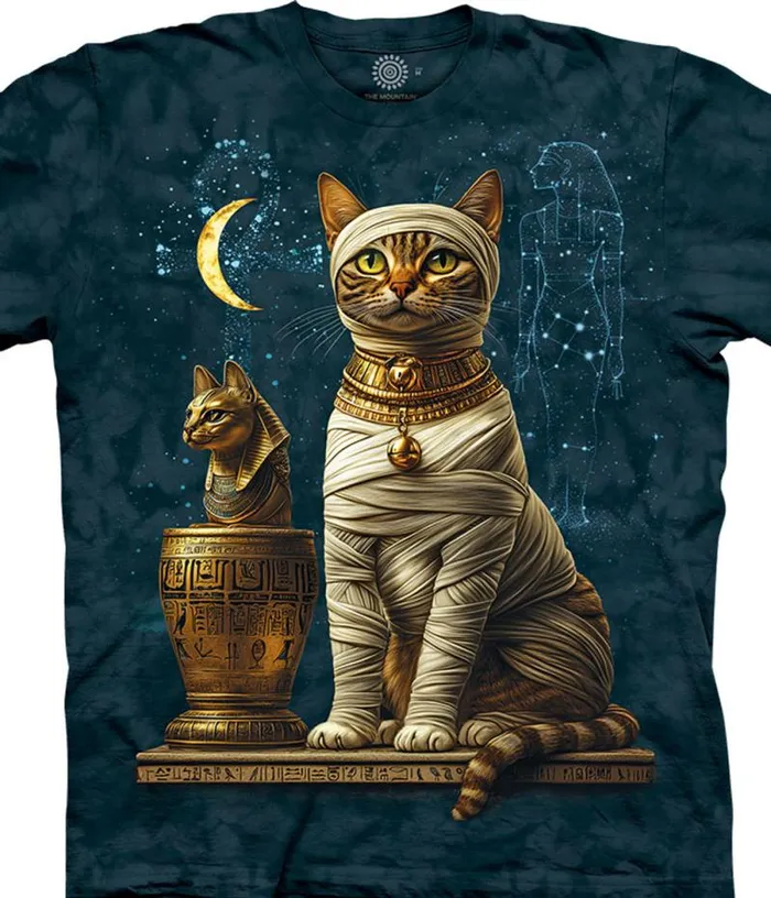 Liquid Blue TShirt Men Egyptian Cat Classic Cotton TShirt