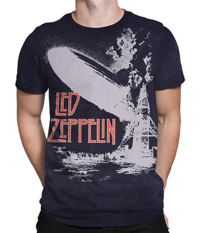 Liquid Blue TShirt Men Exploding Zeppelin TieDye TShirt