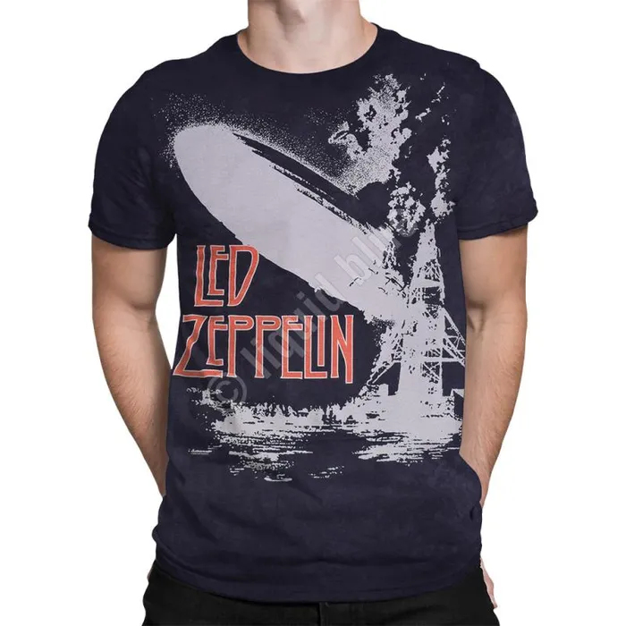 Liquid Blue TShirt Men Exploding Zeppelin TieDye TShirt