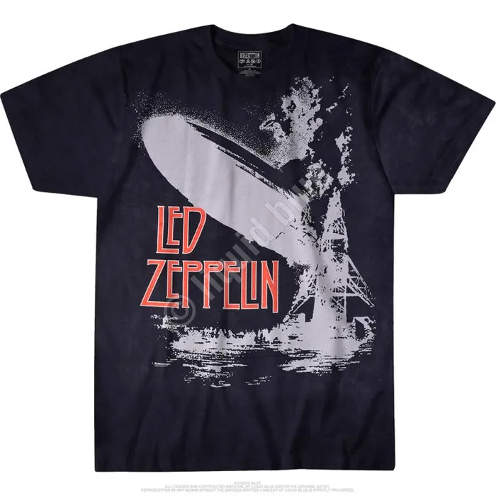 Liquid Blue TShirt Men Exploding Zeppelin TieDye TShirt